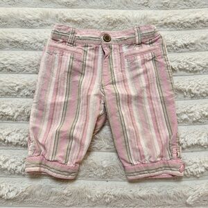Osh Kosh B'Gosh Genuine Kids Striped Pink & Brown Pastel Capri Shorts